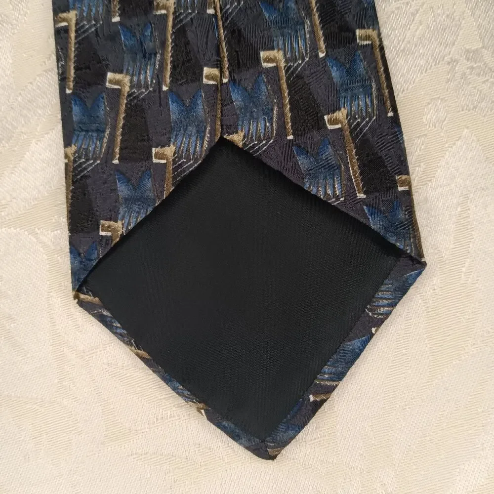 Vintage Barrington Silk Tie Mens Retro Abstract Geometric 3D Block Art Deco 58x4